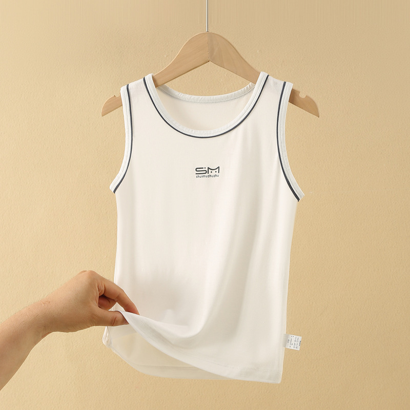 Modal Children's Vest for Boys, Cross-Halter Camisole for Teenagers, Boys, Middle and Large Children, Inner Wear with Letter Print Modal Children's Vest for Boys, Cross-Halter Camisole for Teenagers, Boys, Middle and Large Children, Inner Wear with Letter Print