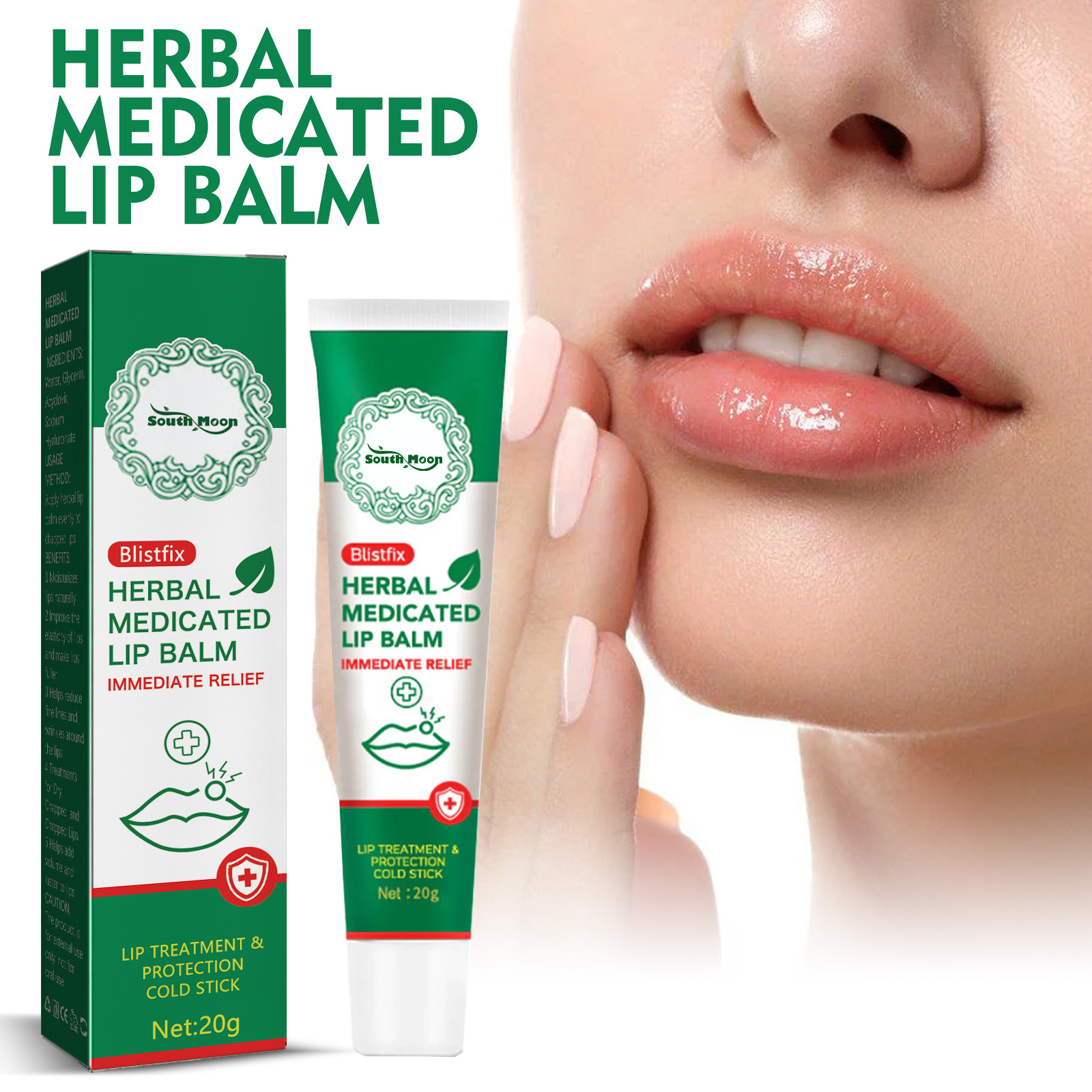 South Moon Herbal Repairs lips, prevents chaps, removes dead skin and moisturizes lips lipstick_voghion.com