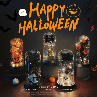 Cross-border Halloween Eternal Flower Glass Lampshade Pumpkin Flower Skull Creative Horror Ornaments Chamber Decoration Night Light
