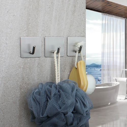 Hook wall hanging wall-free punch-free coat hook sticky stainless steel load-bearing traceless kitchen strong adhesive hook