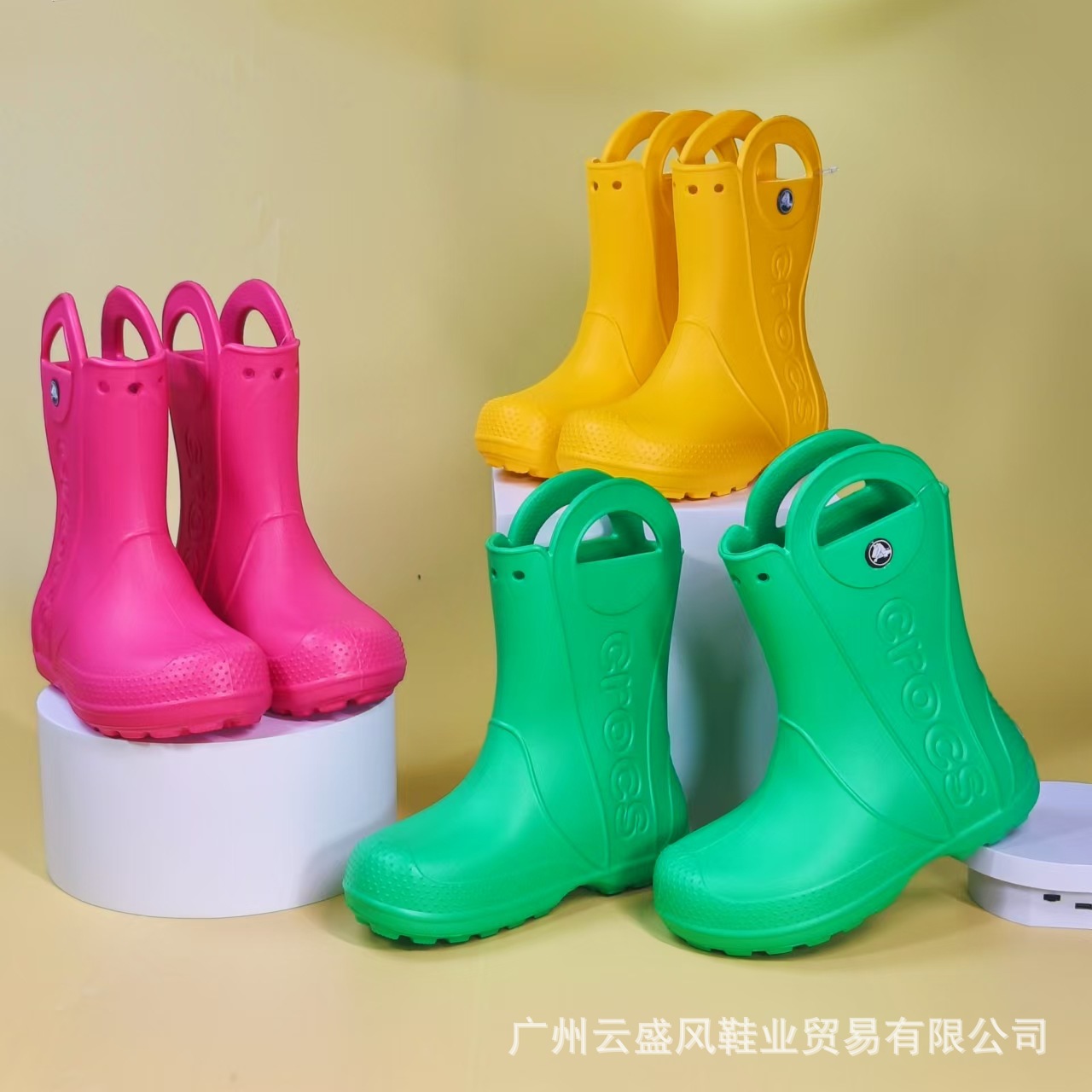 2024 New Children's Shoes Carlo Chi Mid-Tube Non-Slip Waterproof Rain Boots Outdoor Rainy Day Rubber Shoes Soft Sole Eva Shoes