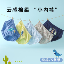韩国新款高档儿童纯棉三角内裤小中童卡通印花全棉男童裤衩不夹PP