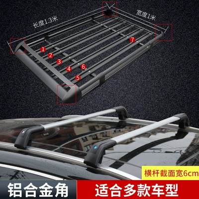 Roof rack: for Off-Road Vehicles - aluminum-alloy-corner-black-1x13m-frame-with-6cm-wide-small-shark-crossbar-no-punching-required