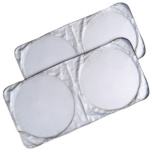 Car sun visor summer double circle new silver-coated cloth sunshade front nylon parasol heat insulation and light protection
