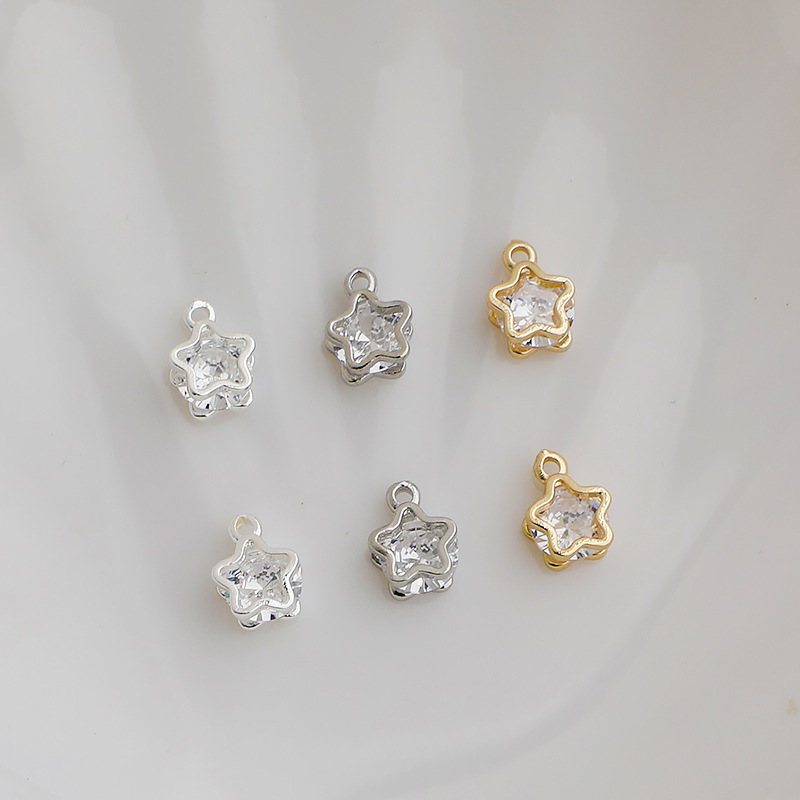 14K bag gold color retaining zircon flower pendant pair clip floret pendant material diy bracelet necklace jewelry accessories 14K bag gold color retaining zircon flower pendant pair clip floret pendant material diy bracelet necklace jewelry accessories