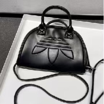 Adidas Clover Adidas Black Leather Mini Retro Shoulder Bag Crossbody Bag