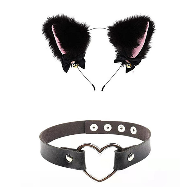 Set cerchietto orecchie di gatto e girocollo per ragazza_voghion.com