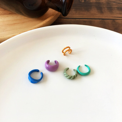 無耳洞耳骨夾五件套耳環個性小巧彩虹糖果色耳飾日系小清新耳夾