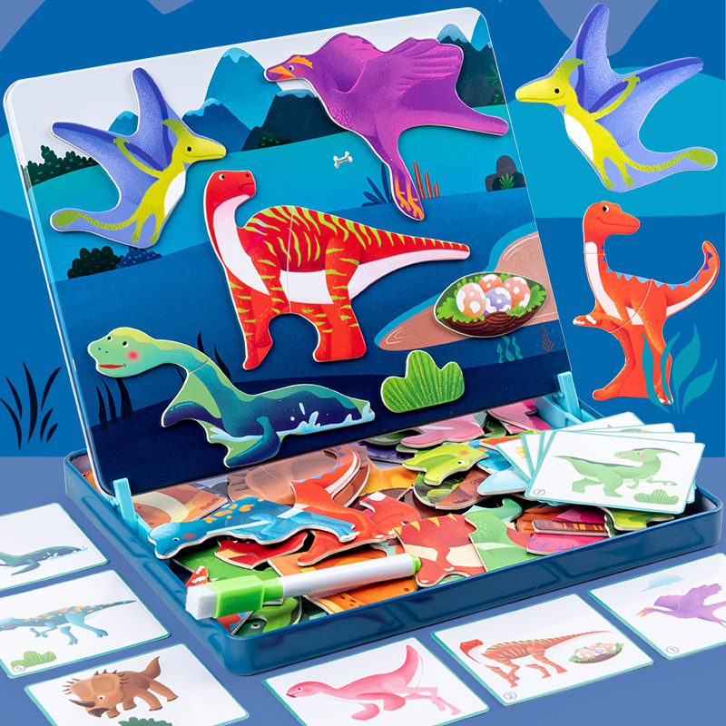 Rompecabezas magnético educativo para niños Ilustración magnética del bebé de los niños Educación temprana Rompecabezas de caja de hierro magnético de madera borrable