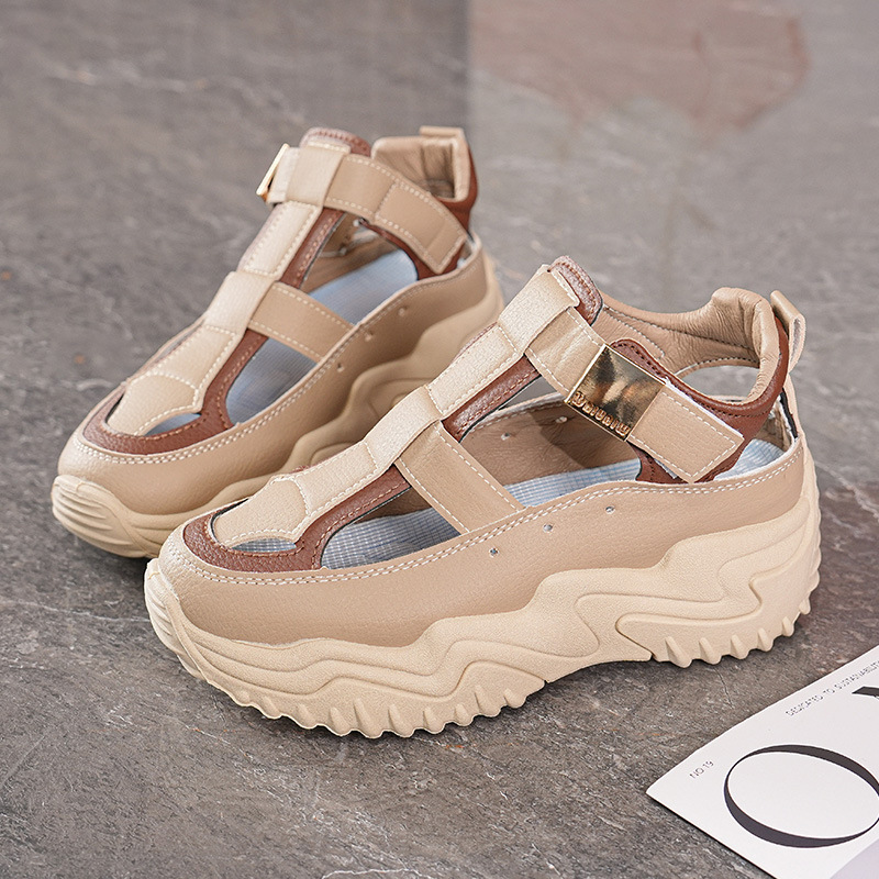 Sandalias Deportivas Caladas con Plataforma para Mujer de Cuero Sintético y PVC para Uso Casual image 4