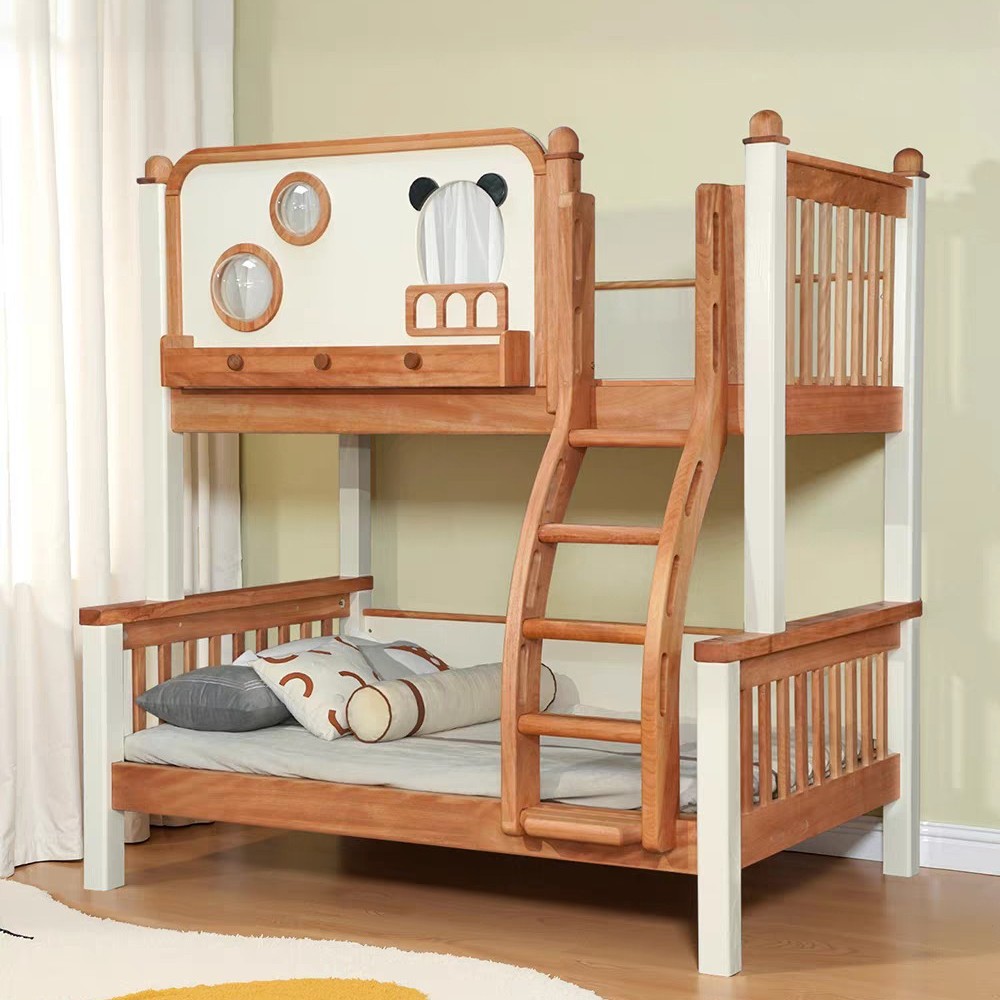 Red Sandalwood Children's Bunk Bed, All Solid Wood Bunk Bed, Thickened and Thickened High and Low Bed, Small Apartment Household Double Bed