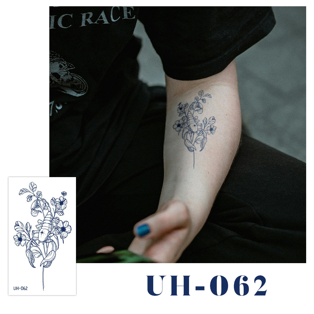 新しいジュースハーブタトゥーシール、半永久的、韓国で人気、原宿風、防水、ミニマルなタトゥーシール、英語文字