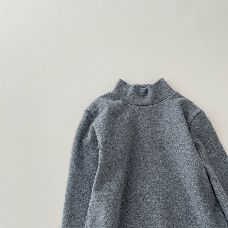 Camiseta de cuello medio elástica de 280 g para niños y niñas, estilo otoño 2026, talla 150-160