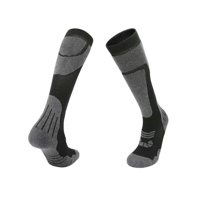 Calcetines de esquí de tubo alto de invierno para niños, fondo de toalla para adultos, calcetines cálidos gruesos de tubo largo, calcetines de lana Merino