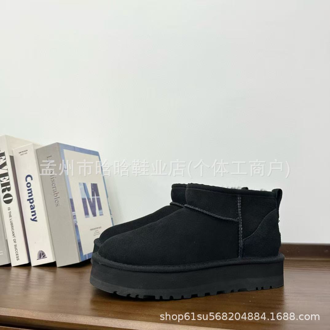 Sangpo botas de nieve de cabra de mujer un nuevo clásico de tubo largo con terciopelo grueso y calentamiento con zapatos de algodón