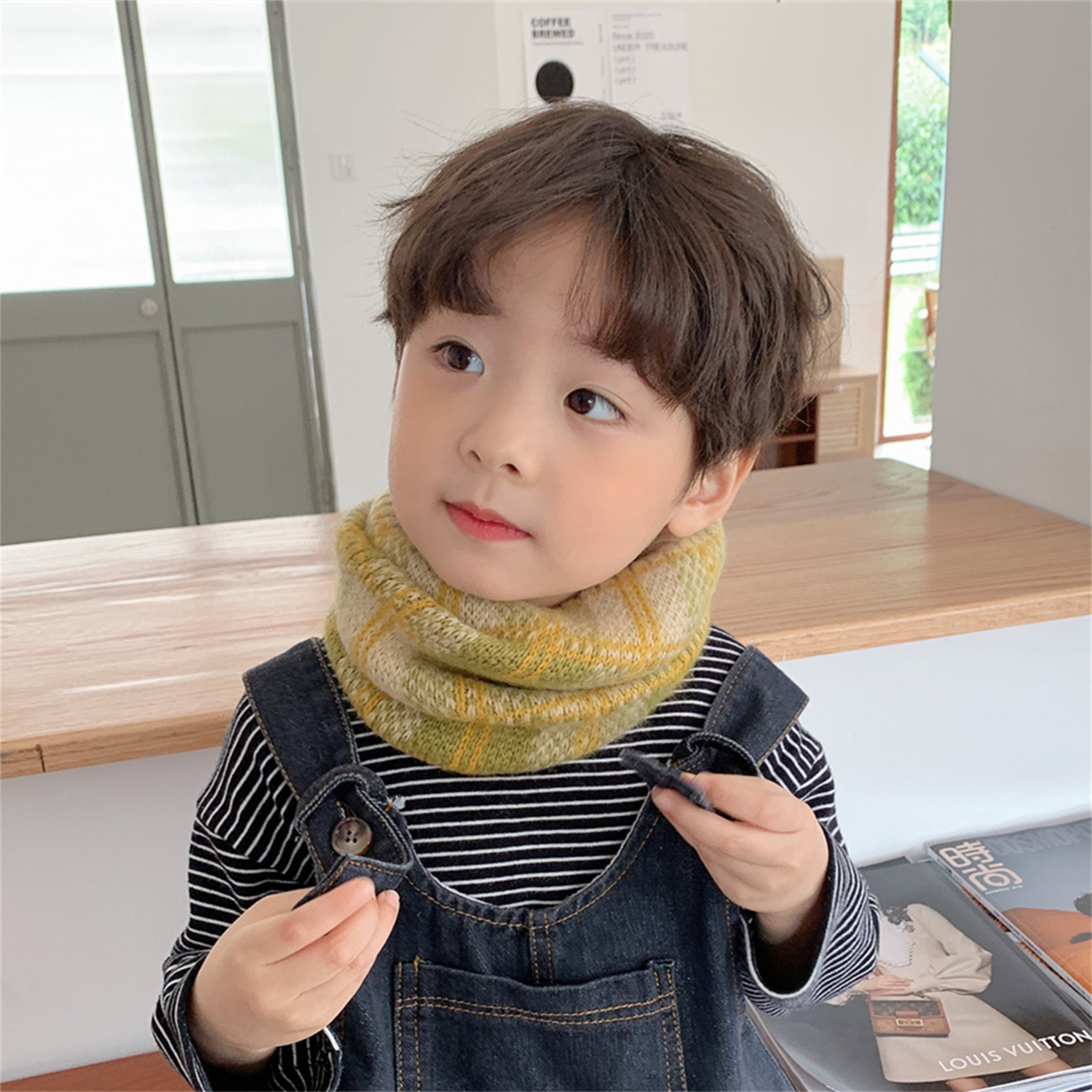子供のニットマフラー秋冬保温ファッション赤ちゃんの首を囲んで男女の子供の首を合わせます。