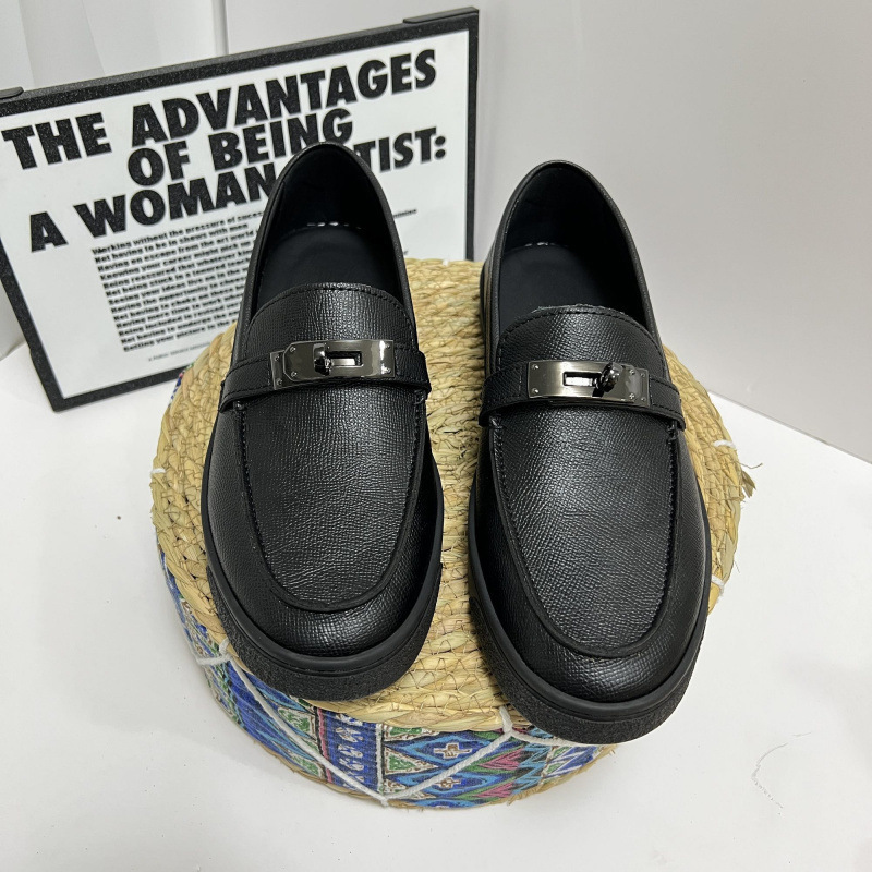 Men's Casual Slip-on Loafers With Metal Buckle For Business_voghion.com
