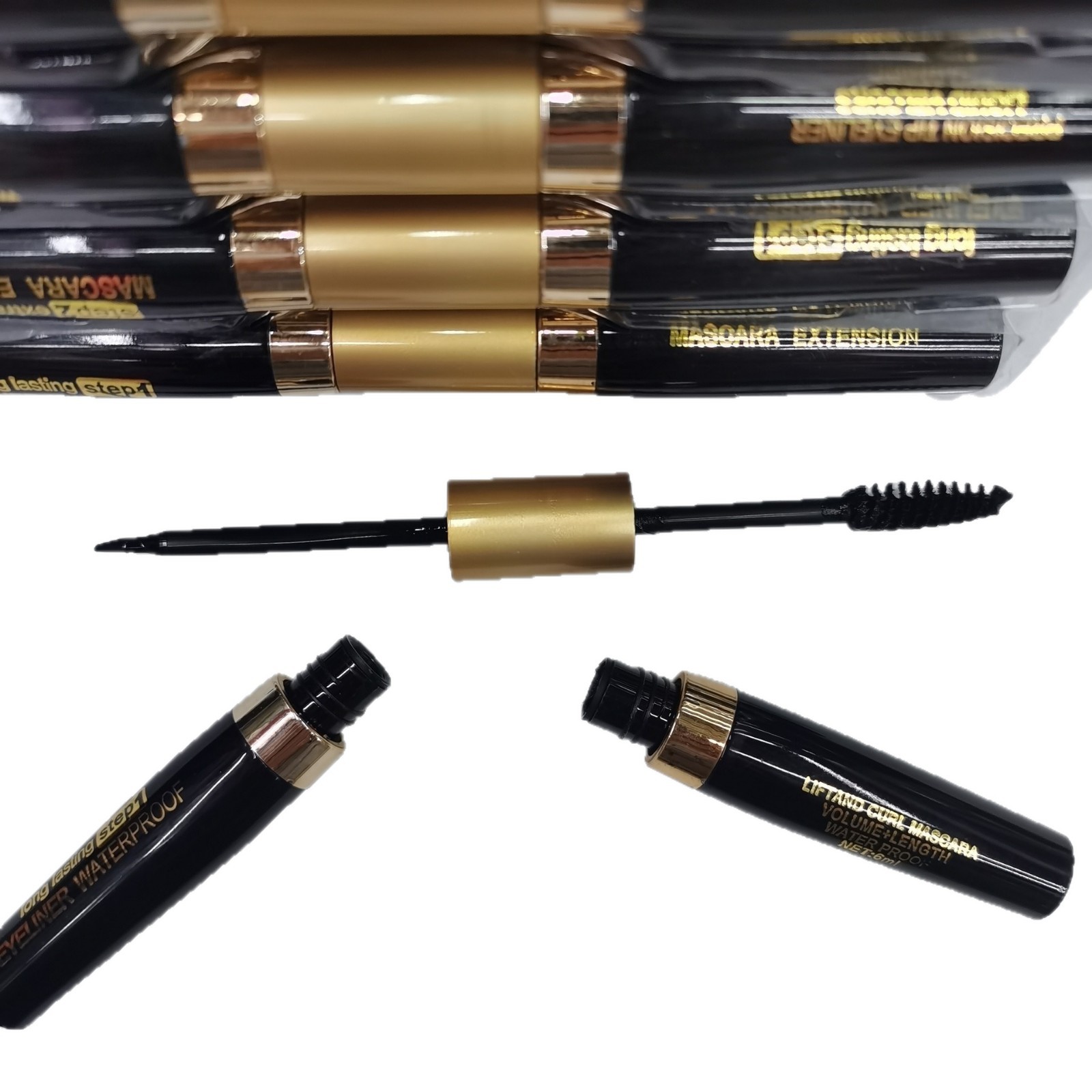 Comercio exterior transfronterizo de doble cabeza 2 en 1 crema de rollo gruesa + delineador de ojos duradero maquillaje