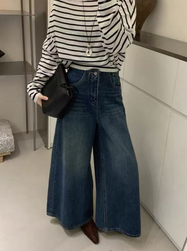 不退换欧1192高腰显瘦休闲百搭毛边直筒阔腿牛仔裤女|undefined