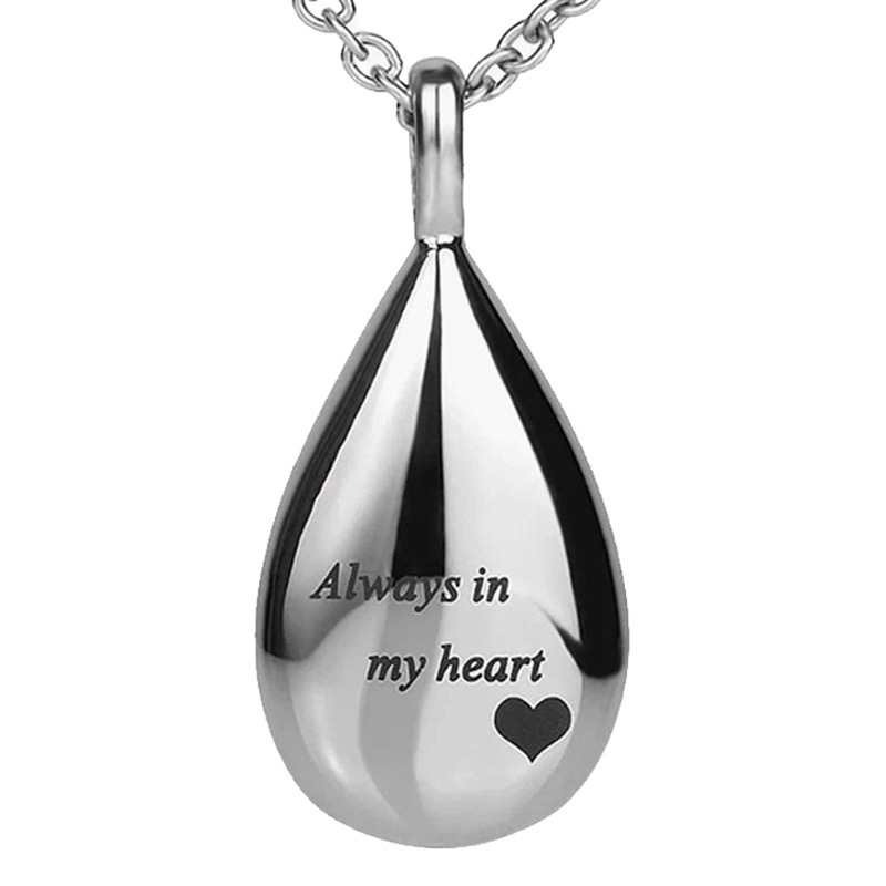 Europea y americana simple abierto gota de agua Cineraria ataúd colgante botella de las mujeres collar de acero inoxidable cinerario ataúd tarro
