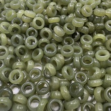 天然和田玉青海料跑环配饰 内径约9.8mm圆环圈圈DIY手链配件挂饰