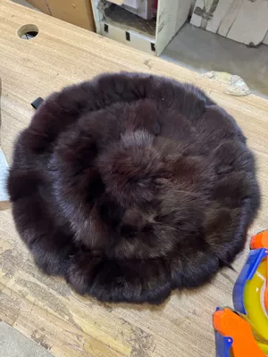 New car fox fur Seat cushion, seat cover - brown-round-cushion