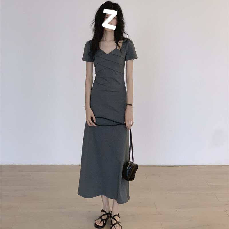 黑色挂脖裙子2025女夏季新款收腰显瘦裙气质连衣裙长款厂家直销|undefined