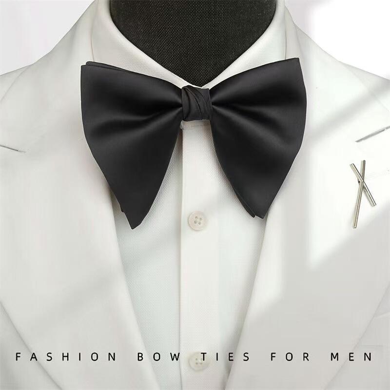 High-end men's bull horn bow tie groom wedding suit shirt wedding Korean style elegant bud bow