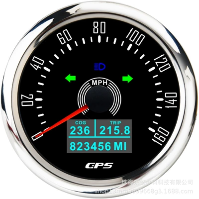 speedometer car yacht electric car – automobile instrument - 160mph-black-bottom-silver-edge