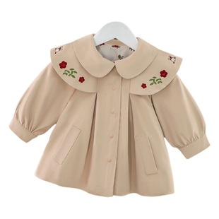 Baby Girl Spring and Autumn 2023 New Western Style Coat Little Girl Spring Internet Celebrity Korean Style Trench Coat Children's Wear Generation Hair