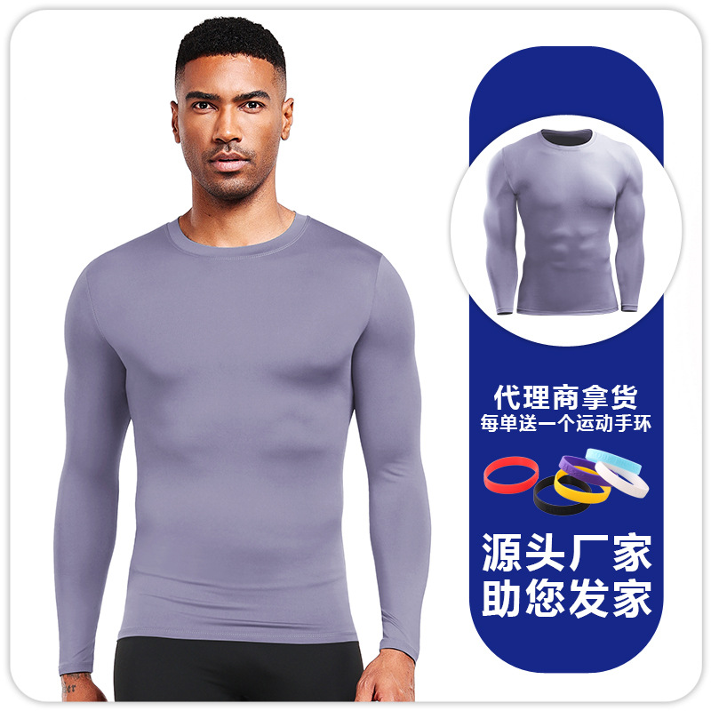 Ropa deportiva de fitness para hombres sin pilling stretch manga larga de secado rápido transpirable baloncesto superior correr ropa de entrenamiento