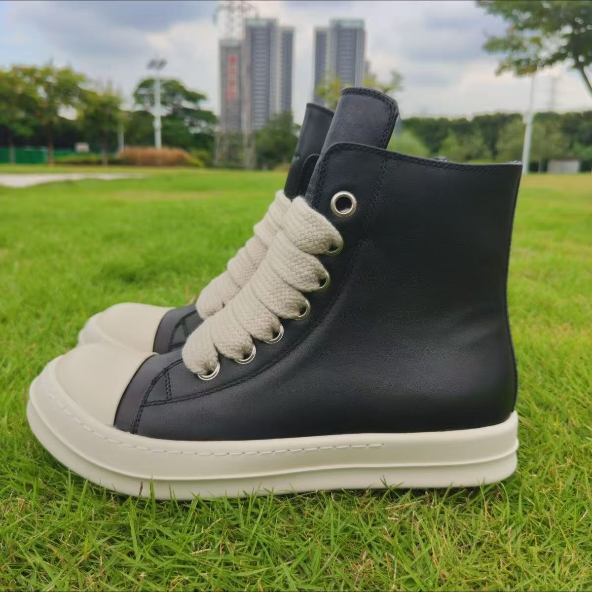 Ro High-Top Chunky Shoelaces Korean Style Trendy Sneakers for Women Ro Shoes Men's Milky Thick-Soled Shoes Versatile Customizable Style