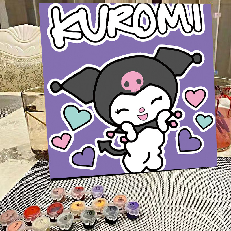 デジタル油絵diyの塗り絵の子供は漫画のアニメを埋めて色を塗ります。|undefined