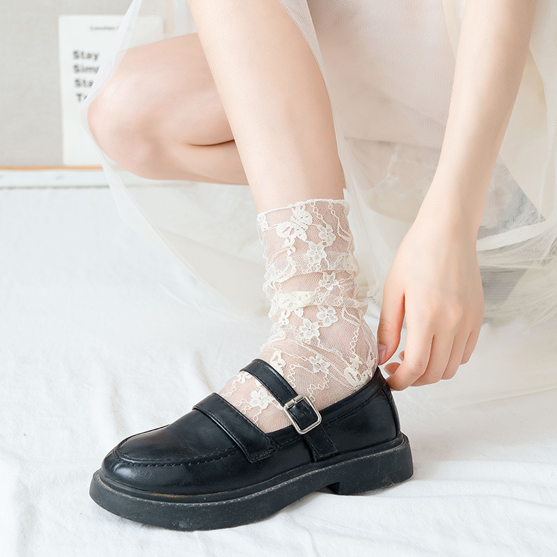 Women's Japanese Style Lace Acetate Fibre Nylon Ankle Socks A Pair display picture 1