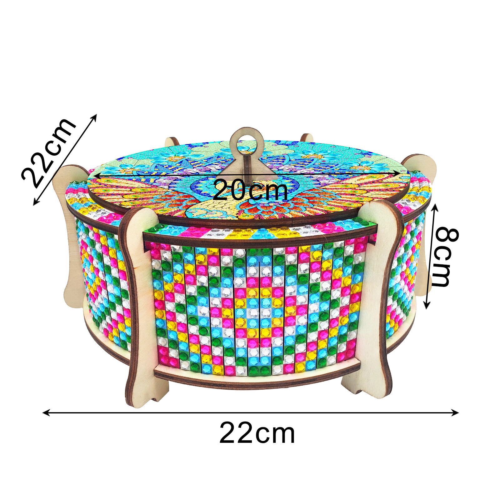 Pintura de diamantes DIY caja de almacenamiento de diseño creativo caja de madera artesanía perforación pegatinas