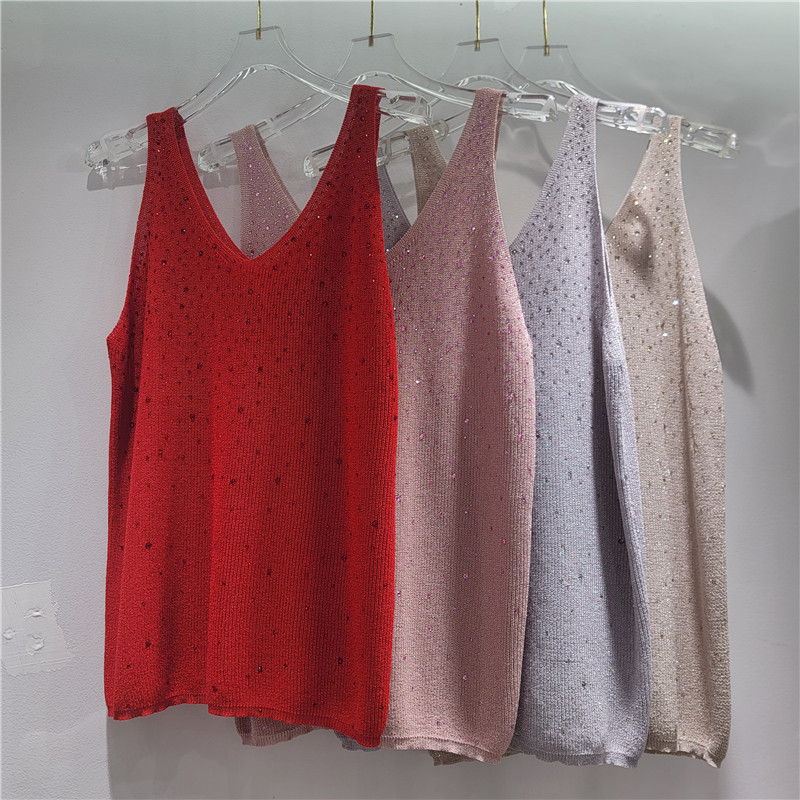 Corea de la industria pesada chaleco de esquinilla chaleco de verano chicas calientes con un sentido de diseño nicho suelto vestido sin mangas
