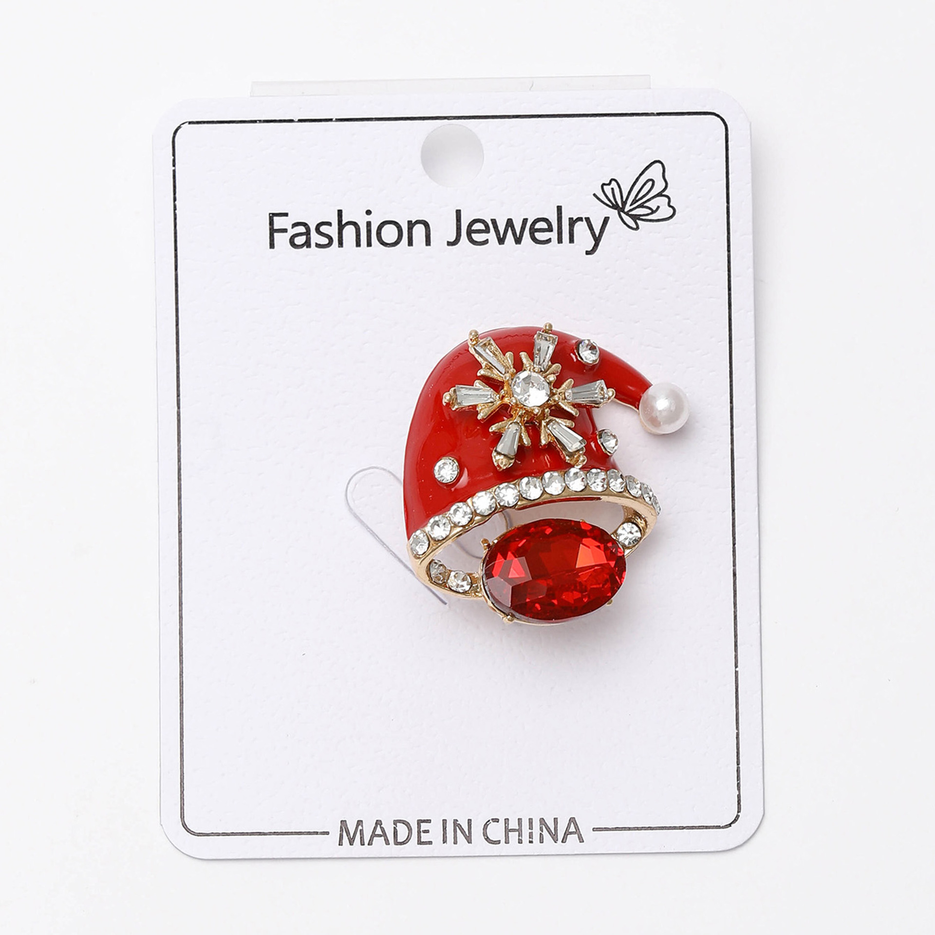 New European and American Creative Alloy Diamond-Encrusted Enamel Christmas Hat Brooch Simple and Versatile Men's and Women's Clothing Corsage Jewelry Pin