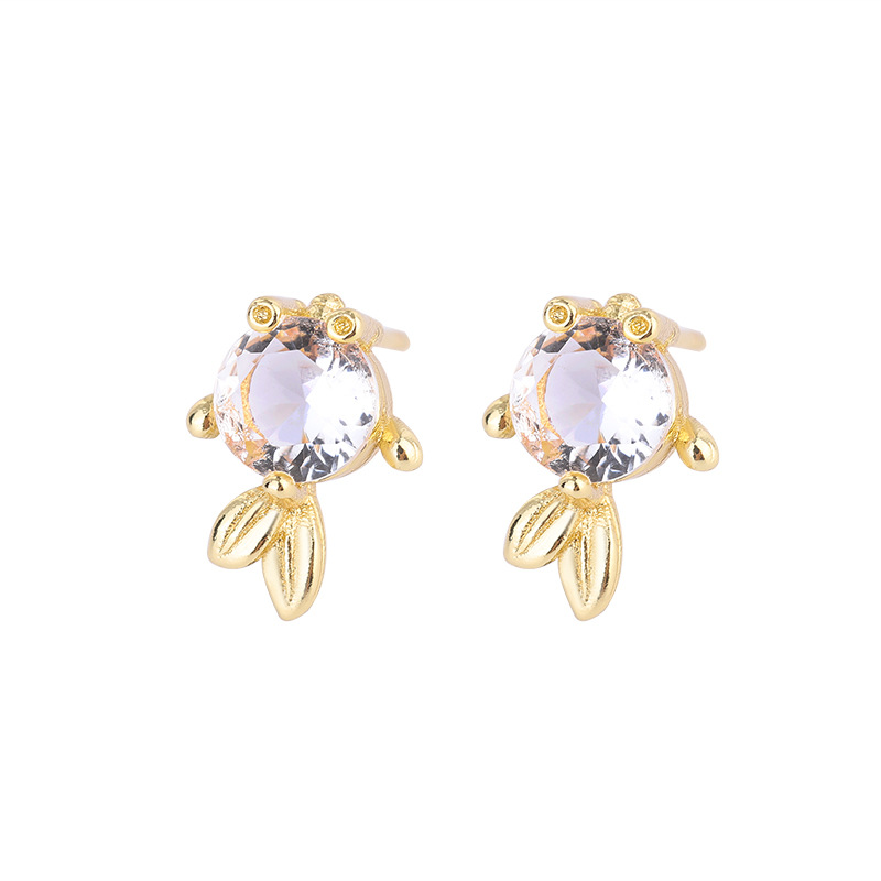 Fashion Fish Copper Inlay Zircon Ear Studs 1 Pair