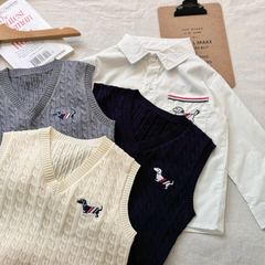 日系兒童毛線馬甲新品男童女童針織背心學院風寶寶毛線純棉背心