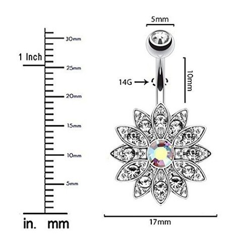 Amazon Wish exquisite AB color Australian opal navel stud set of 7 pieces, navel ring with zirconia, soft clay ball set combination