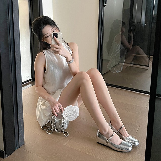 法式银色单鞋女2025年春秋新款晚风设计感小众气质名媛玛丽珍女鞋|undefined