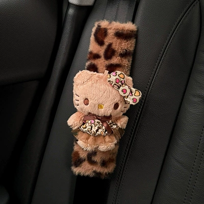 Motorcycle Handle Cover plush car seat shoulder pad - leopard-print-kitty-shoulder-pad