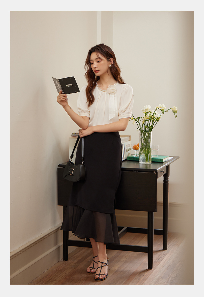 起范2024夏季新品网纱拼接半身裙女高腰显瘦时尚百搭包臀裙82352 pic 8