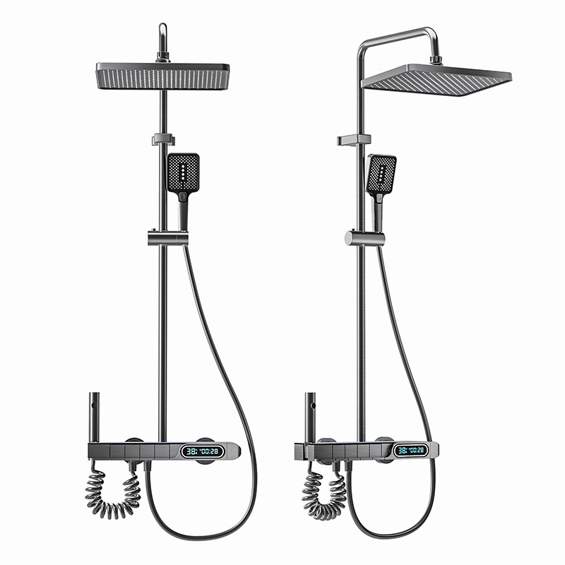 Juego de ducha para baño doméstico, cabezal de ducha color gris plomo, cabezal de ducha tipo lluvia con pantalla digital para baño, suministro transfronterizo.
