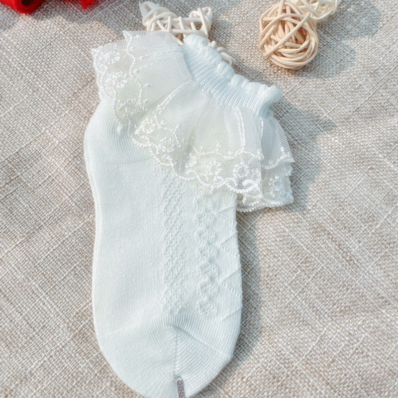 Calcetines de encaje para niños niñas transpirable primavera y otoño verano malla rayas encaje princesa calcetines cortos bebé blanco danza