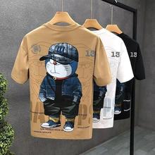 卡通印花短袖t恤男生潮牌潮流2024新款夏天衣服男士ins体桖衫