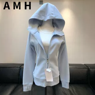 加绒加厚外套女款2025新款秋冬季连帽修身收腰开衫薄长袖卫衣拉链