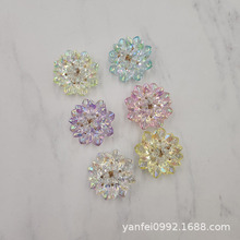 手工DIY多色半透明水晶花耳环发饰胸针发夹零件半成品配饰