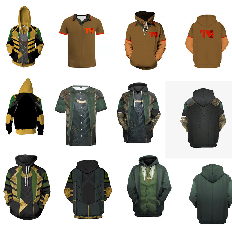 Marvel Avengers Loki with 3d digital printing pullover hooded vests cosplay movie surrounding