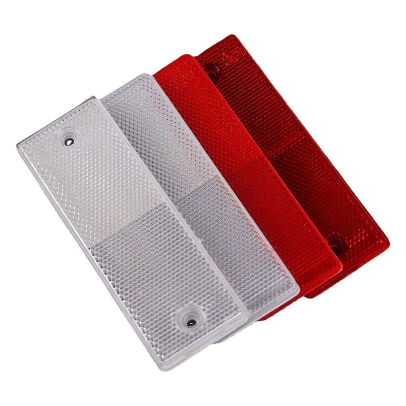 Красные и белые пластиковые светоотражающие наклейки для грузовиков коробочного типа для ежегодного осмотра автомобилей с клеем на складе с отверстиями и отверстиями